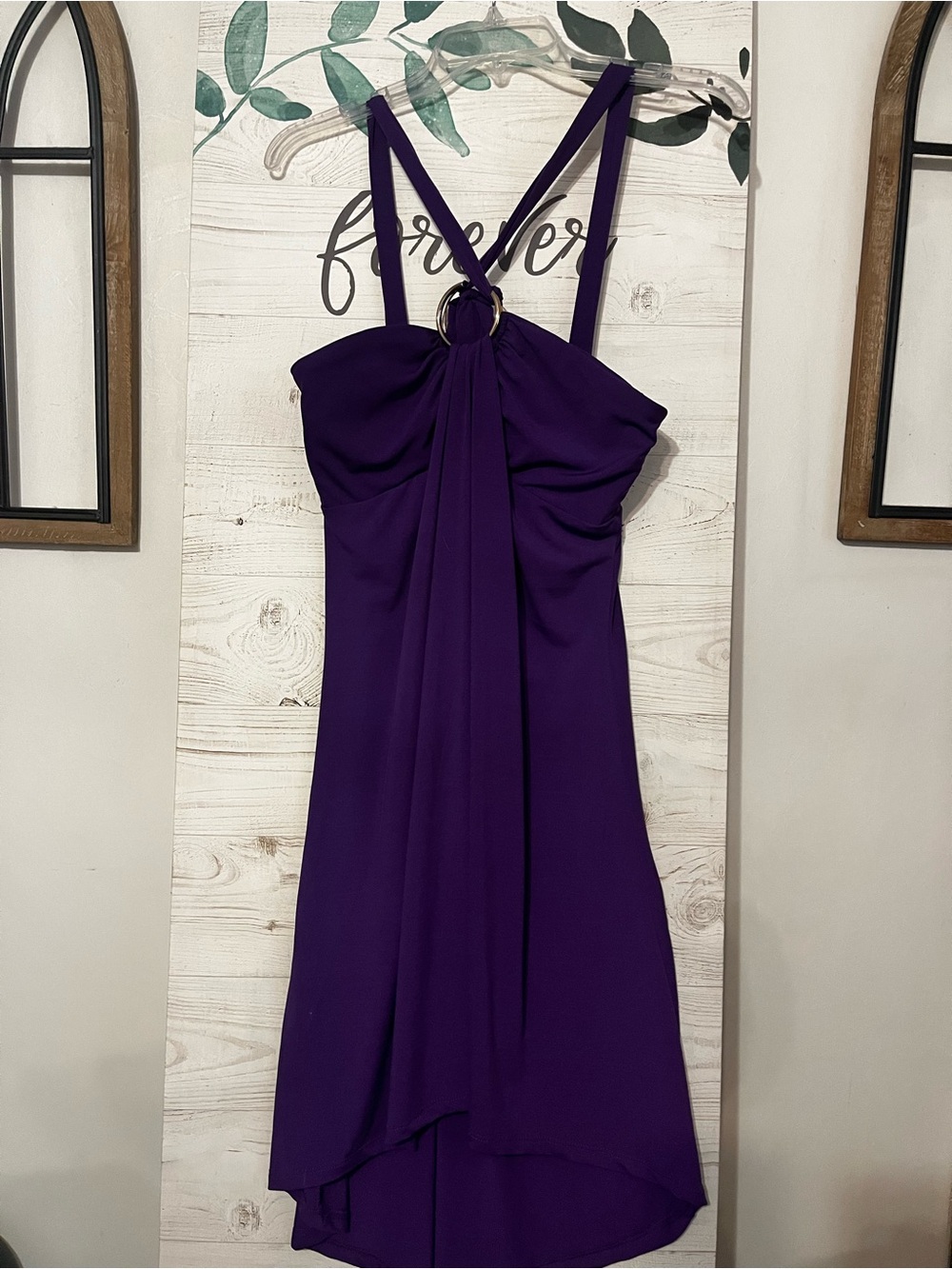 VENUS Deep Purple Ring-Front High-Low Dress